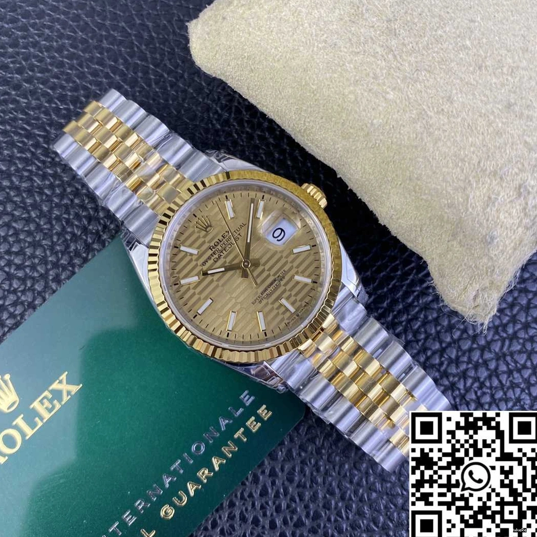 Two Factory Tone Rolex Datejust 36MM Yellow Dial VS Hourmarker Diamond M126233 Motif 0208